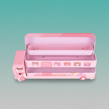 Magic Bus Metal Pencil Box (2 Compt) by Gift Hub Mart