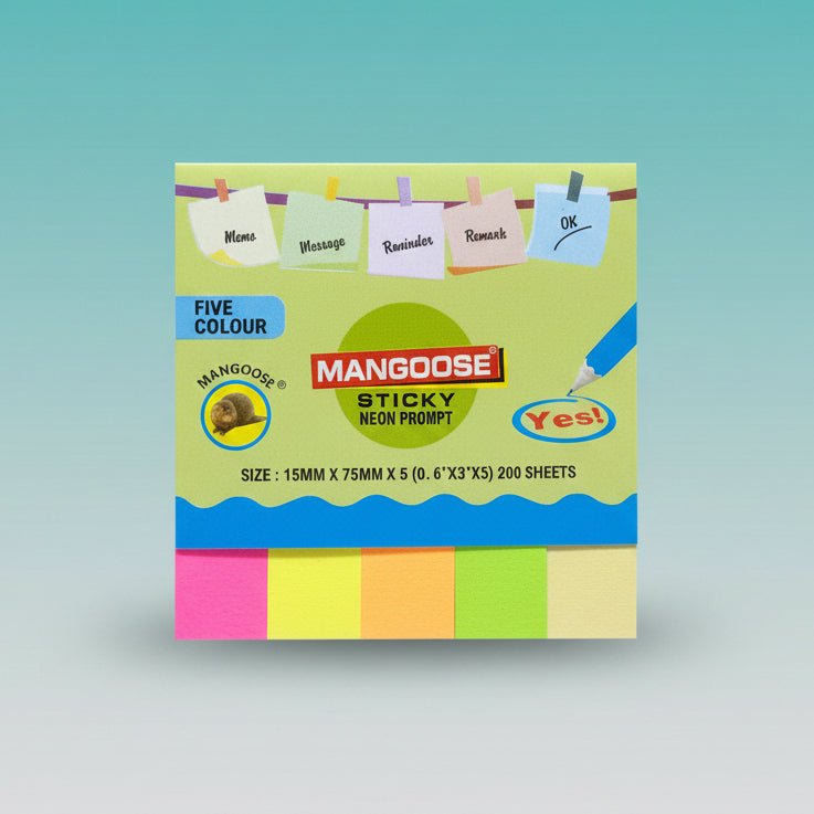 Gifthubmart Post It Mangoose 5 Colour Sticky Notes, 15x75 mm, five-colour set