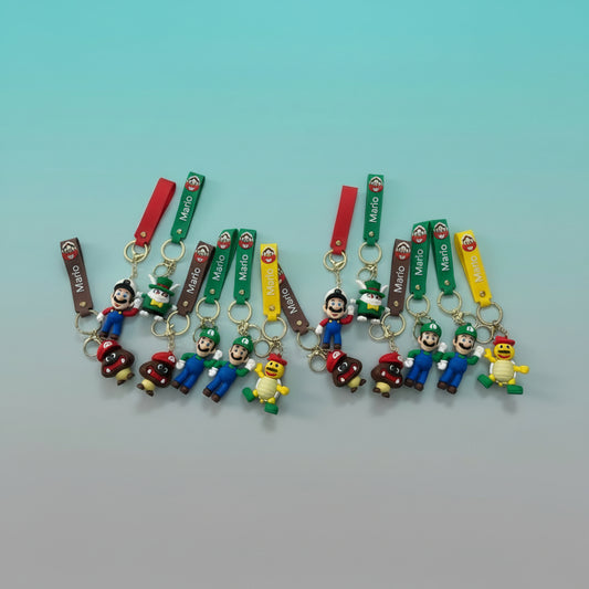 Mario Cartoon 3D Rubber Keychain with Wristband by Gifthubmart