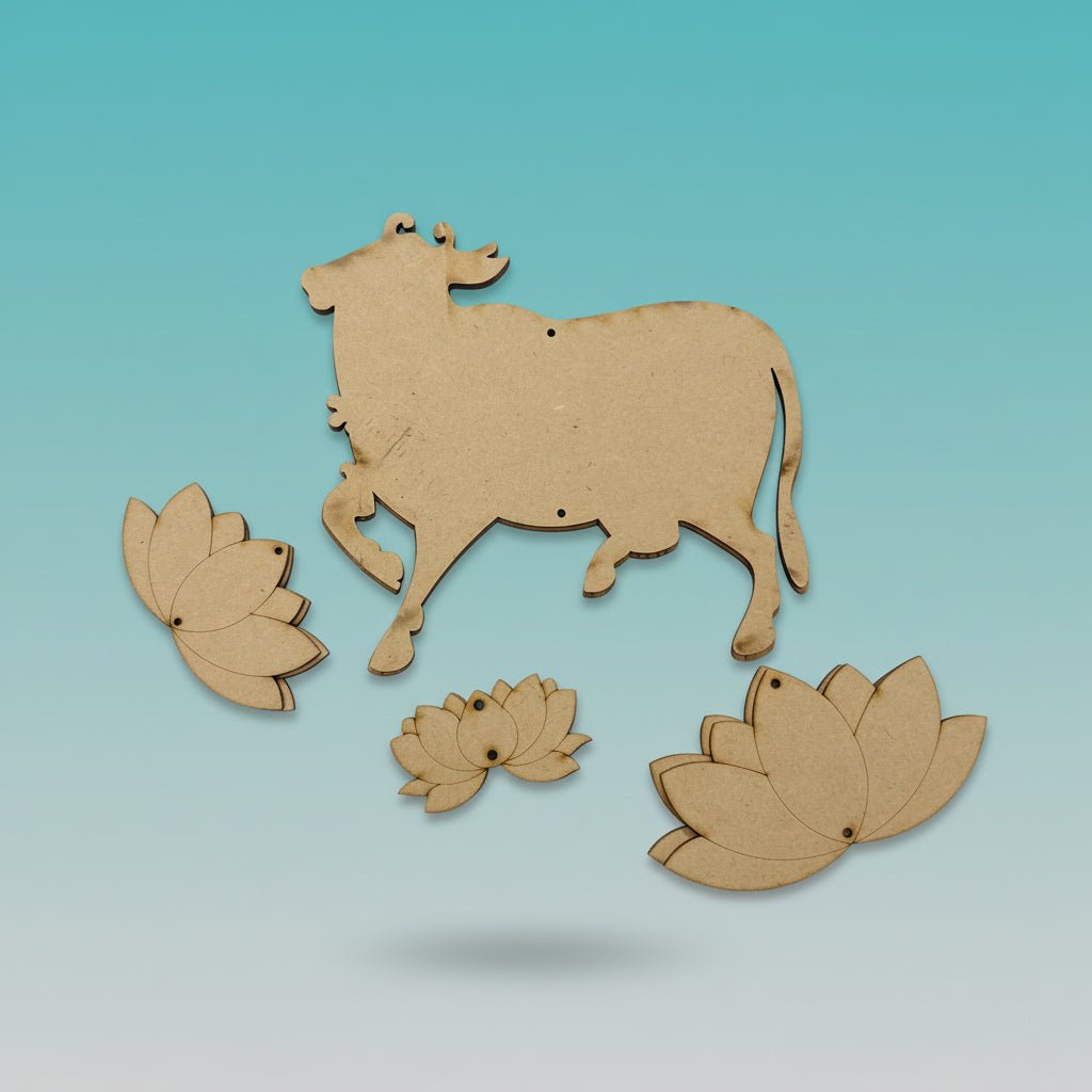 MDF Cutout Wall Hanging - Kamdhenu Pichhwai 1 by Gift Hub Mart