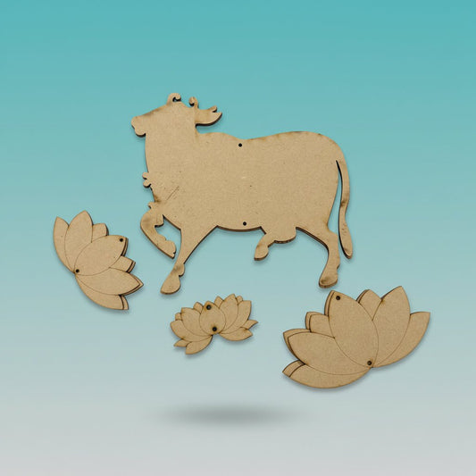 MDF Cutout Wall Hanging - Kamdhenu Pichhwai 1 by Gift Hub Mart