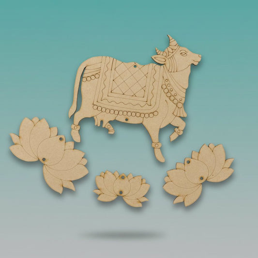 MDF Cutout Wall Hanging - Kamdhenu Pichhwai 2 by Gift Hub Mart