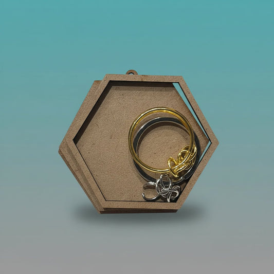 MDF DIY Key Ring 2 Pcs Set Hexagon by Gifthubmart