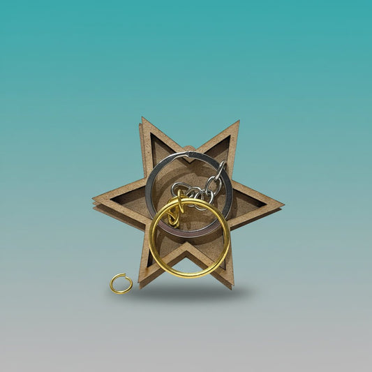 MDF DIY Key Ring 2 Pcs Set Star by Gifthubmart
