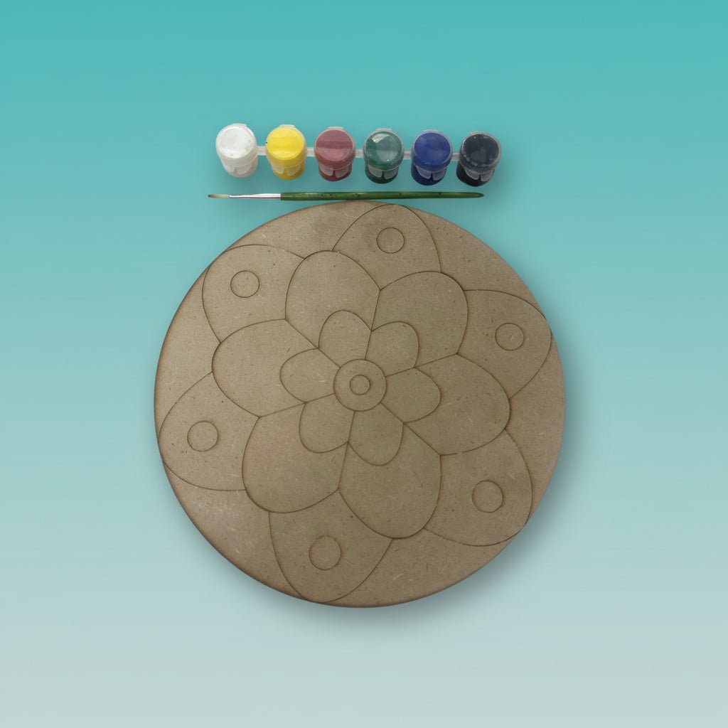 MDF Painting Plate Round Rangoli- 8 Inch by Gifthubmart