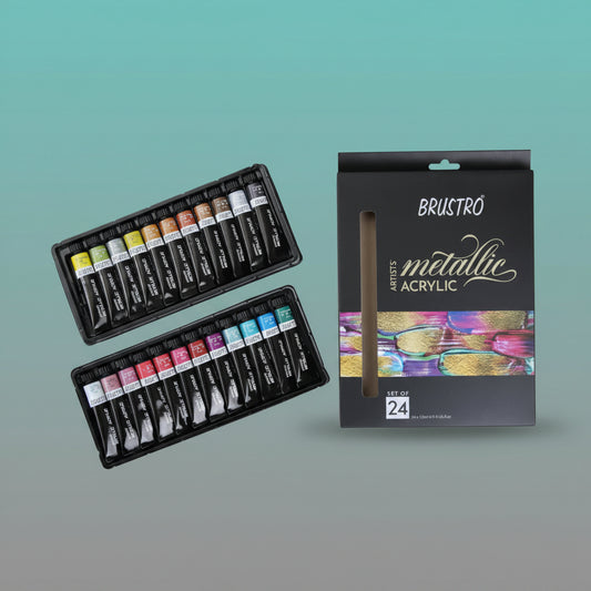 Metallic Acrylic Tube Set 24x12ml Brustro by Gifthubmart