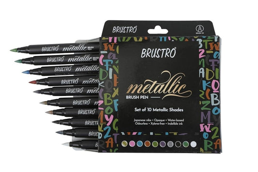 Metallic Brush Pen Set of 10 Brustro by Gifthubmart