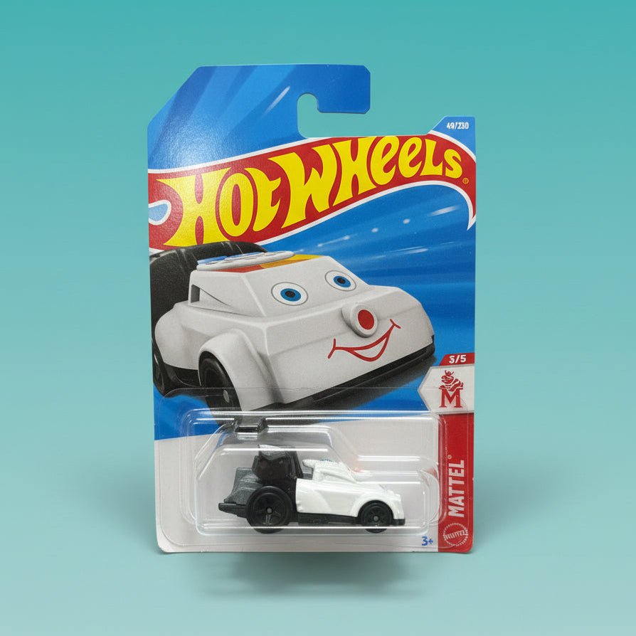 Mini Car 3+ Hotwheels toy car by Gifthubmart, white with black wheels.