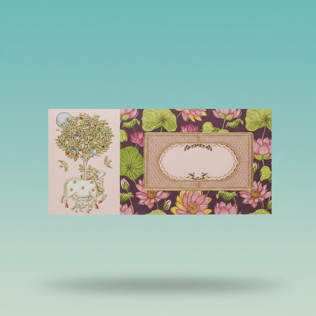 Money Envelope- Peach With Kamdhenu Cow by Gift Hub Mart