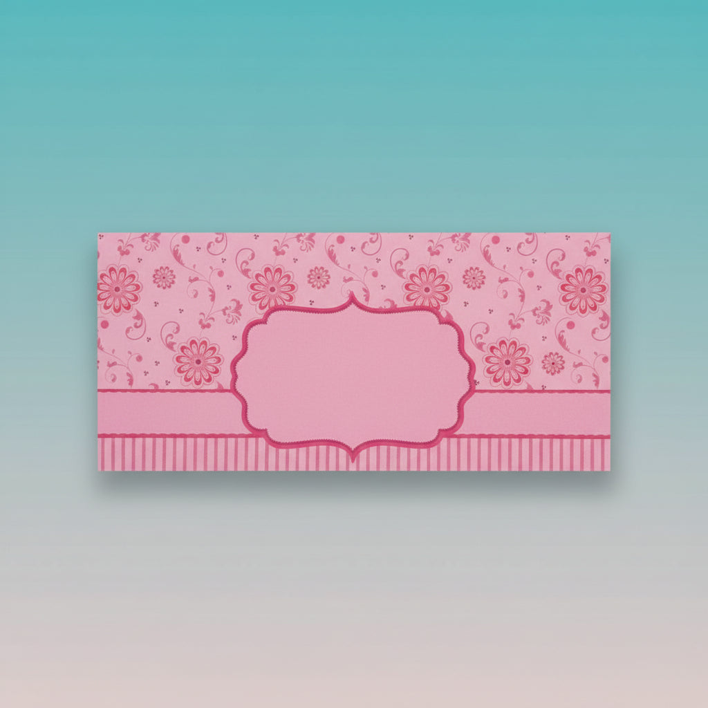 Money Envelope- Pink With Flower Print by Gift Hub Mart