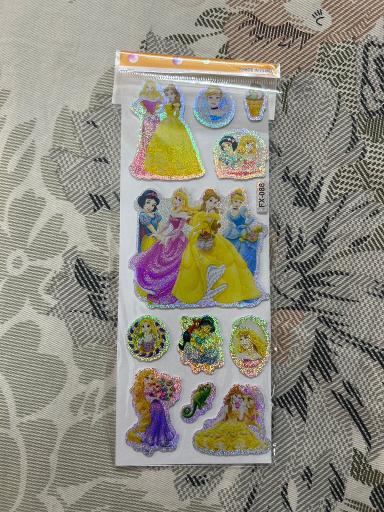 MRP10 Stickers by Gift Hub Mart holographic Disney Princess sticker sheet with multiple princess designs