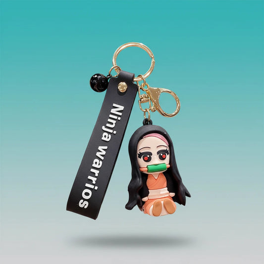 Ninja Warriors 3D Character Rubber Keychain with Wristband by Gifthubmart