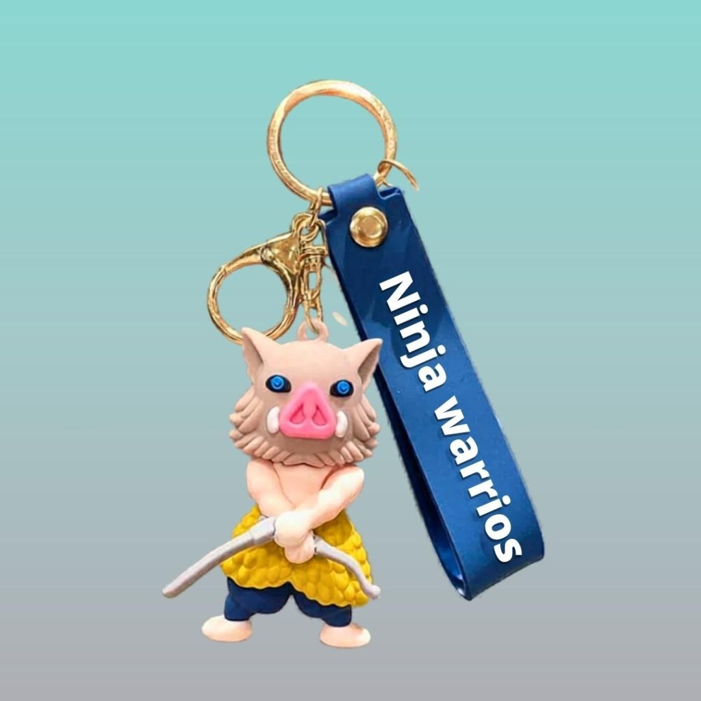 Ninja Warriors 3D Character Rubber Keychain with Wristband by Gifthubmart