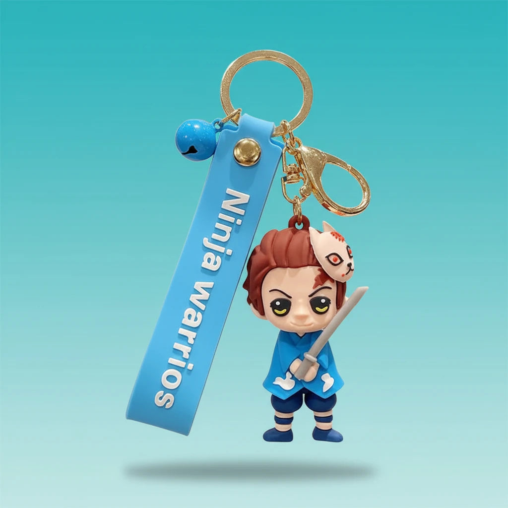 Ninja Warriors 3D Character Rubber Keychain with Wristband by Gifthubmart