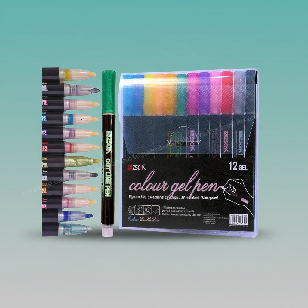 Outline Gel Pen 12 Pcs by Gift Hub Mart