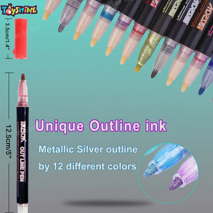 Outline Gel Pen 12 Pcs by Gift Hub Mart