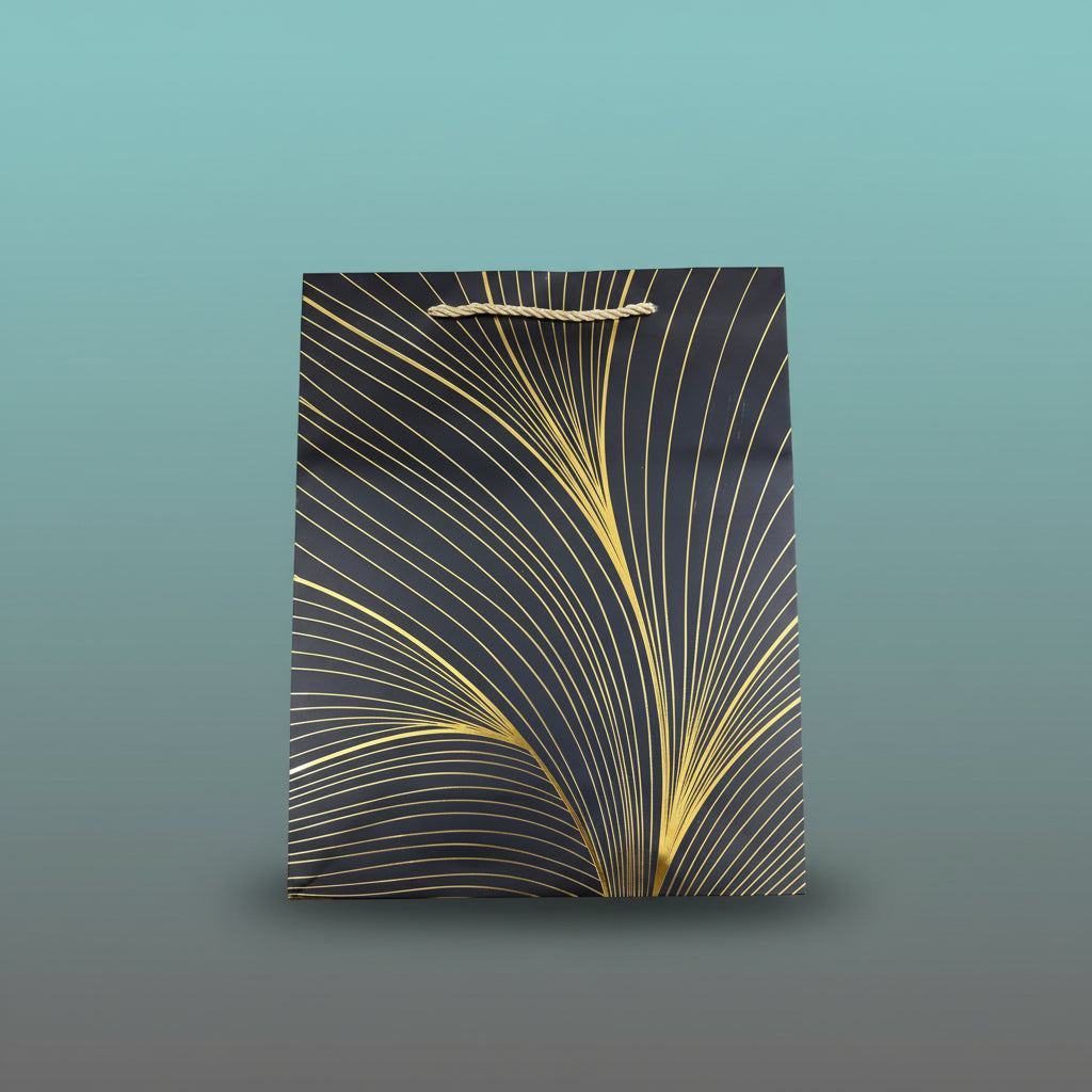 Paper Bag Black with Golden Lines by Gifthubmart