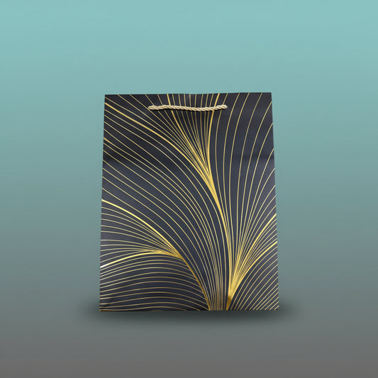 Paper Bag Black with Golden Lines by Gifthubmart