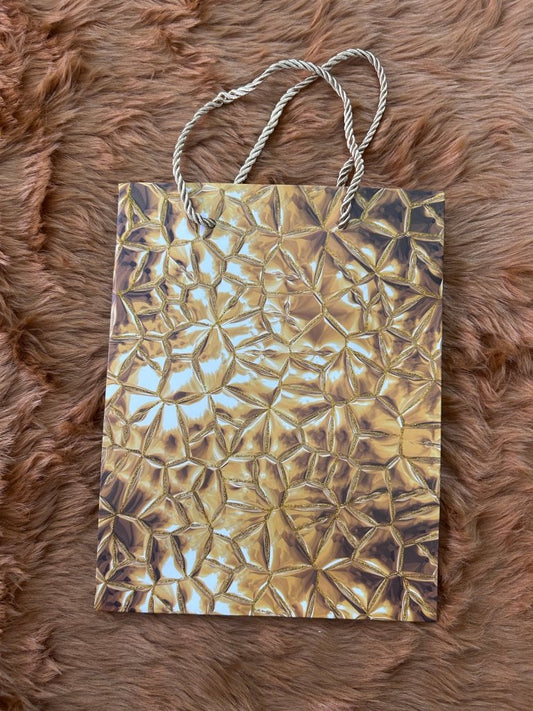 Paper Bag- Brown Abstract Print With Glitter Lines 18x23x10 Cms - Gift Hub Mart
