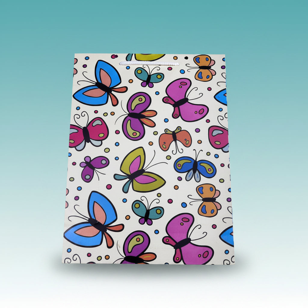 Paper Bag Cream with Butterfly Print by Gifthubmart