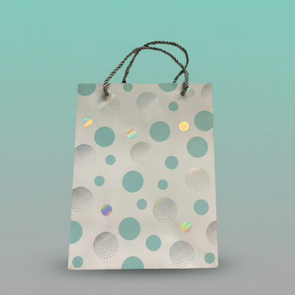 Paper Bag Cyan & Silver Big Polka Dots YSD919 by Gifthubmart