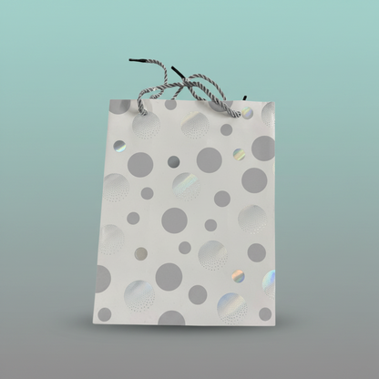 Paper Bag Gray & Silver Big Polka Dots by Gifthubmart