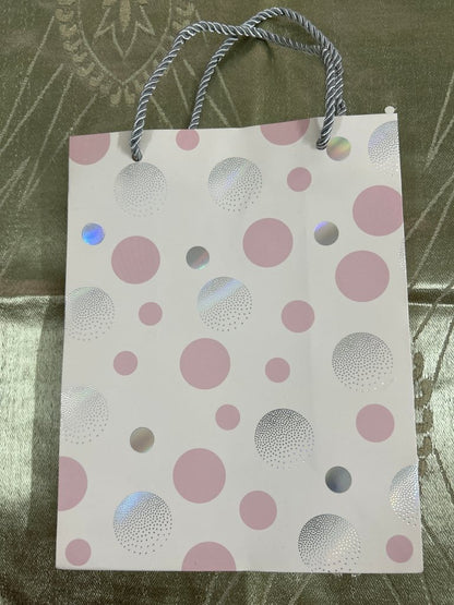 Paper Bag Pink & Silver Big Polka Dots by Gifthubmart