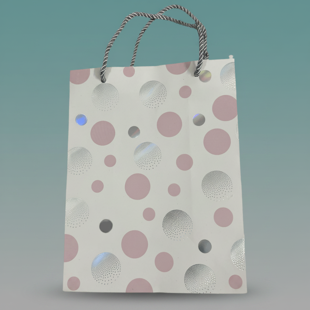 Paper Bag Pink & Silver Big Polka Dots by Gifthubmart