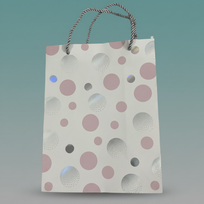 Paper Bag Pink & Silver Big Polka Dots by Gifthubmart