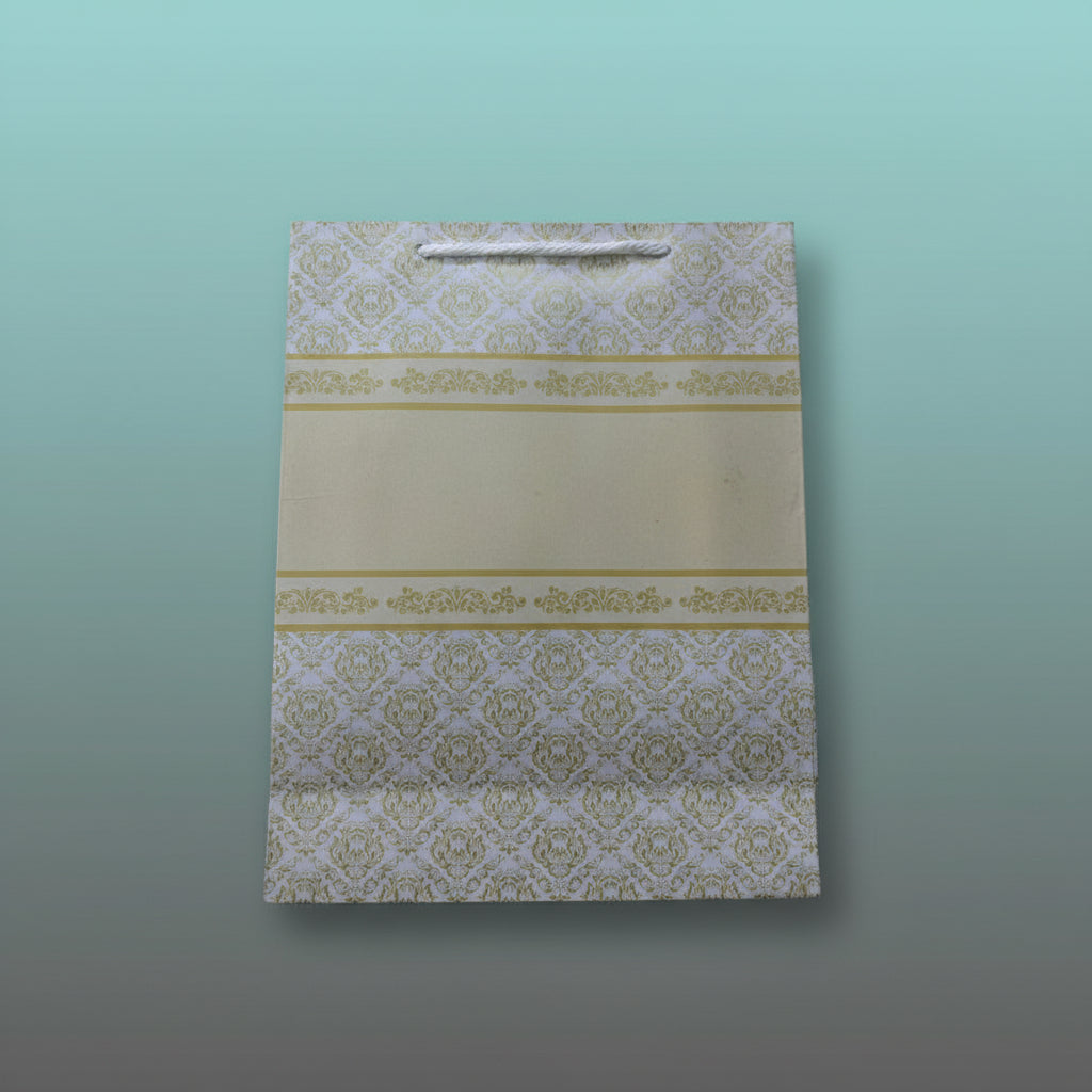 Paper Bag Small Cream & Golden Floral Print by Gifthubmart