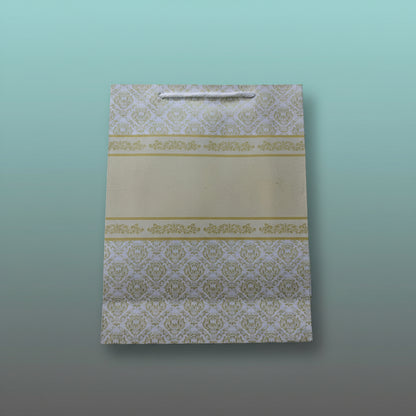 Paper Bag Small Cream & Golden Floral Print by Gifthubmart