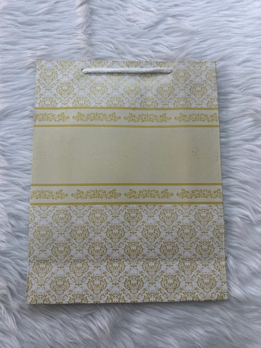 Paper Bag Small Cream & Golden Floral Print by Gifthubmart