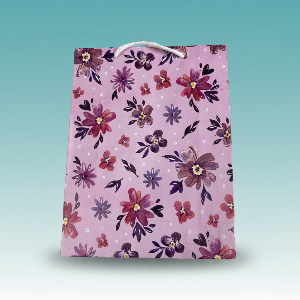Paper Bag Small Pink Flowers Print Design by Gifthubmart