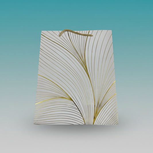 Paper Bag White with Golden Lines by Gifthubmart