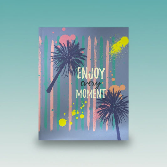 Gift Hub Mart Paperkraft Exercise Book (Unruled), blue cover with palm trees - Enjoy Every Moment