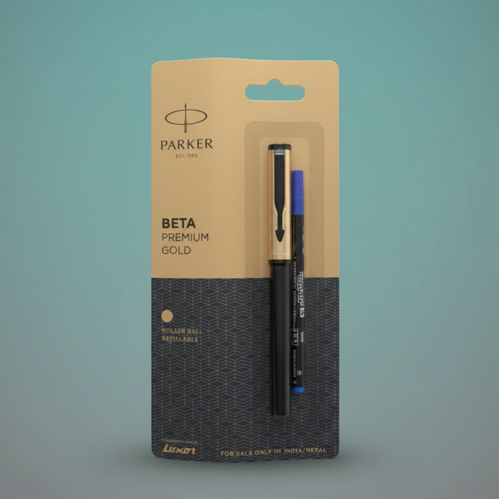 Parker Beta Premium Gold Coated Clip Roller Ball Pen by Gift Hub Mart