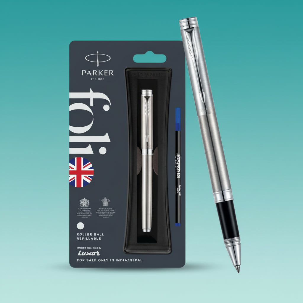 Parker Folio Standard Chrome Trim Roller Ball Pen by Gifthubmart
