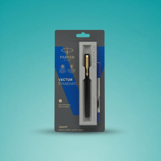 Parker Vector Standard Gold Trim Roller Ball Pen by Gift Hub Mart