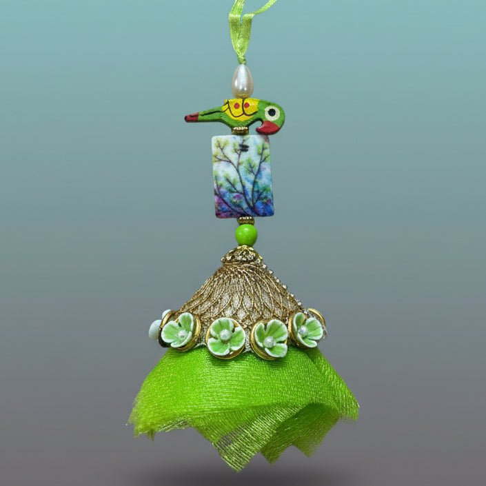 Gifthubmart Parrot Green BB Rakhi with parrot bead and green tassel