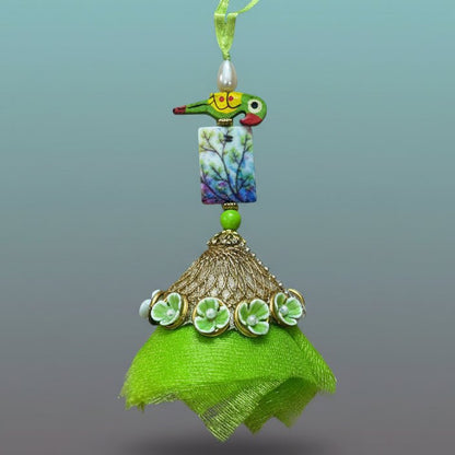 Gifthubmart Parrot Green BB Rakhi with parrot bead and green tassel