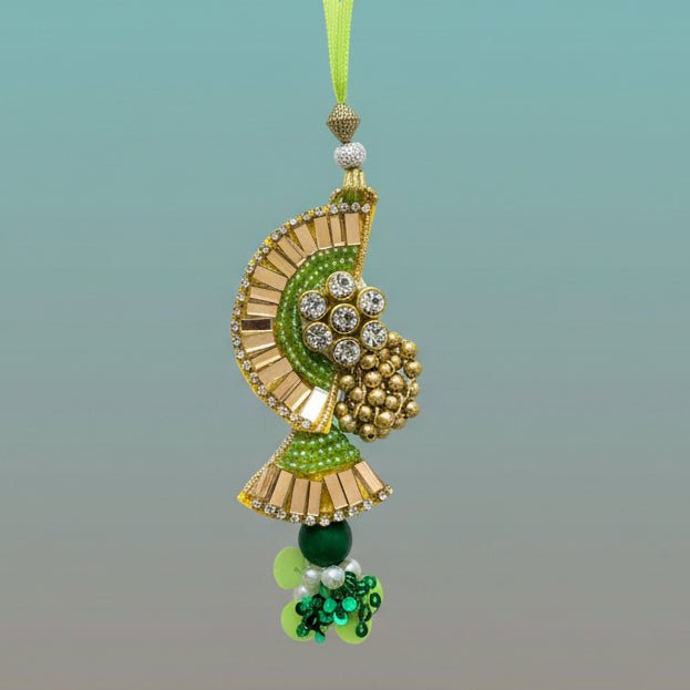 Parrot Green Lumba pendant by Gifthubmart with green beads and rhinestones