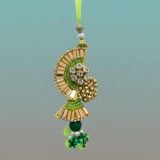 Parrot Green Lumba pendant by Gifthubmart with green beads and rhinestones