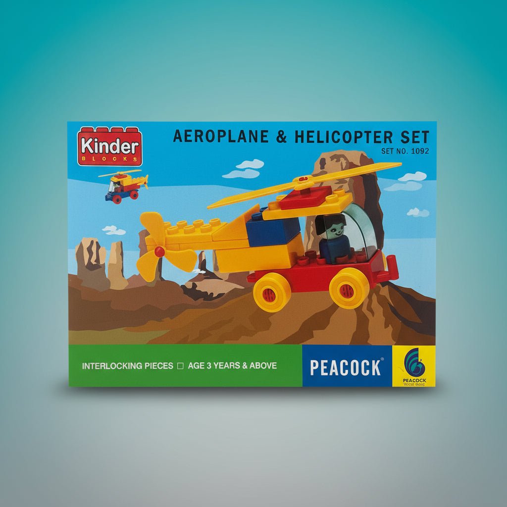 Peacock Airplane & Helicopter Set Blocks 3+ by Gifthubmart