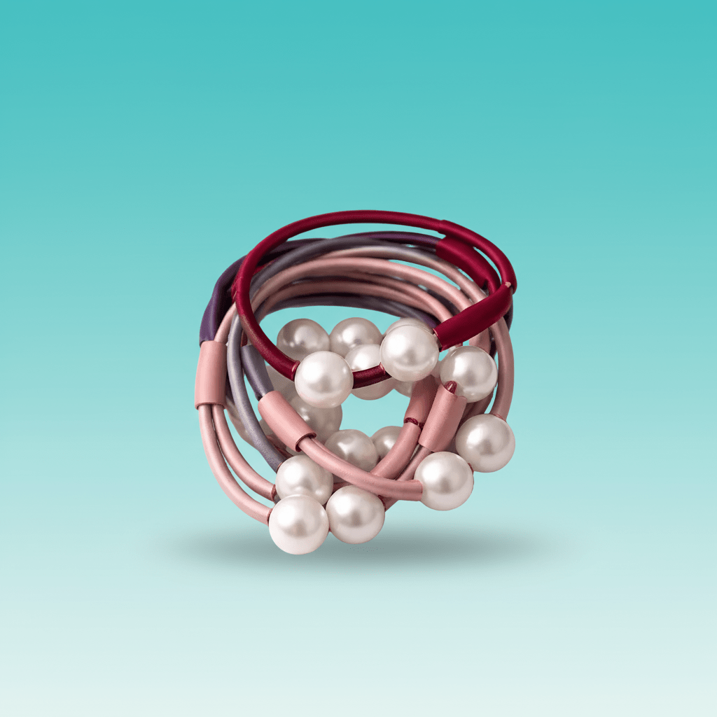 Pearl Elastic Rubber Band (Pack of 6) by Gift Hub Mart