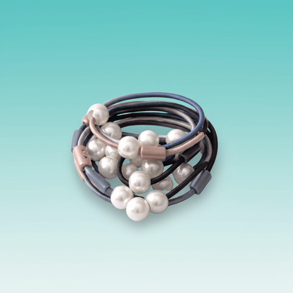 Pearl Elastic Rubber Band (Pack of 6) by Gift Hub Mart