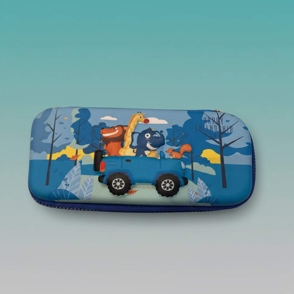 Pencil Pouch Single Chain- Animals In Car by Gifthubmart
