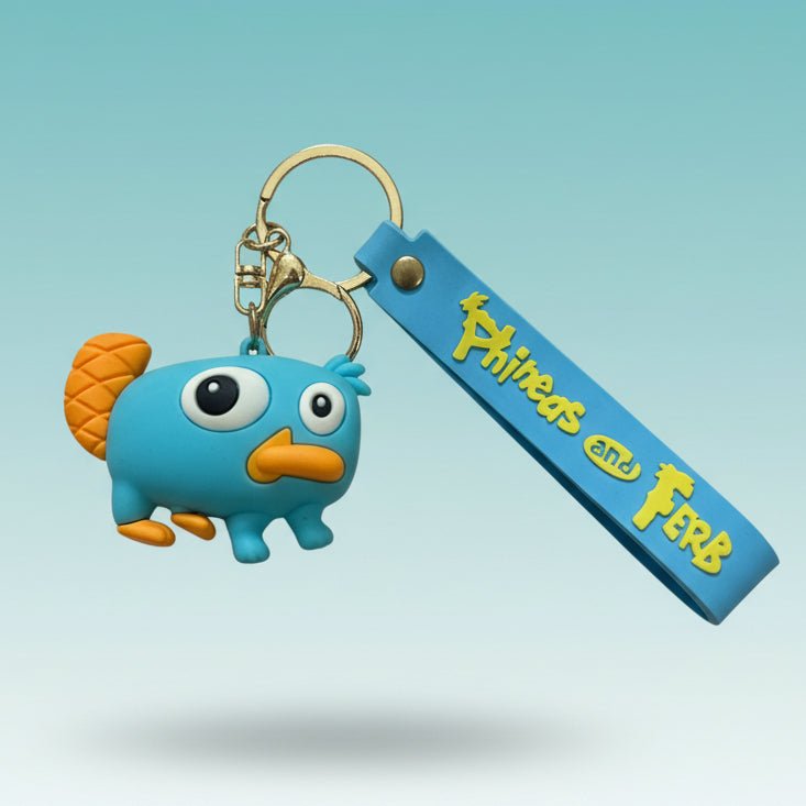 Phineas & Ferb Cartoon 3D Character Rubber Keychain With Wristband