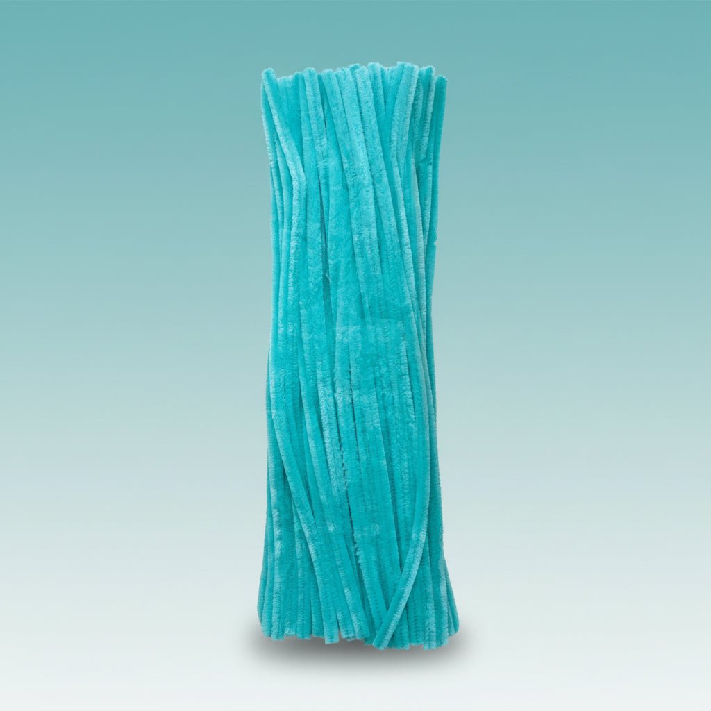 Pipe Cleaners - Sea Green by Gift Hub Mart, turquoise flexible craft pipe cleaners in a pack