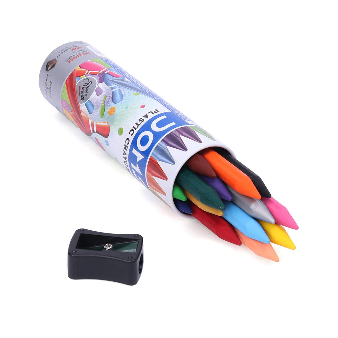 DOMS 14 Plastic Crayons Round Tin