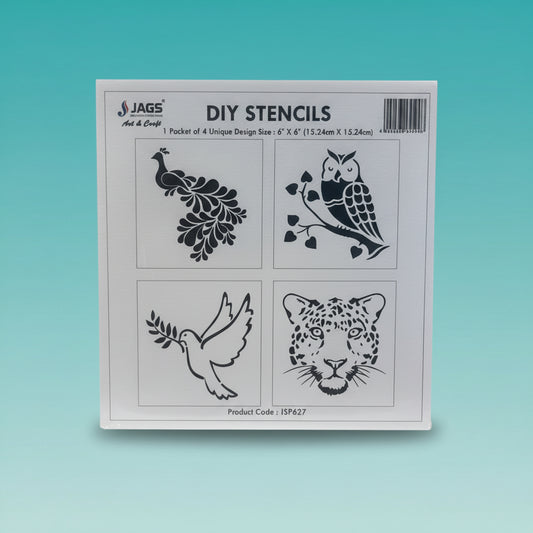 Plastic Stencil- Birds & Animals 4 in 1 by Gift Hub Mart